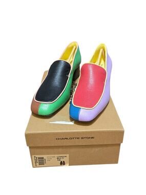 Charlotte Stone London Mismatched Multi Leather Pump Heels Size 10 New With Box